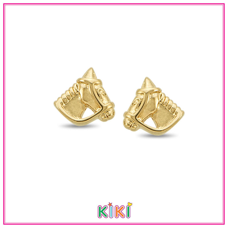 Zilveren kinderoorbellen paard goldplated - Kiki
