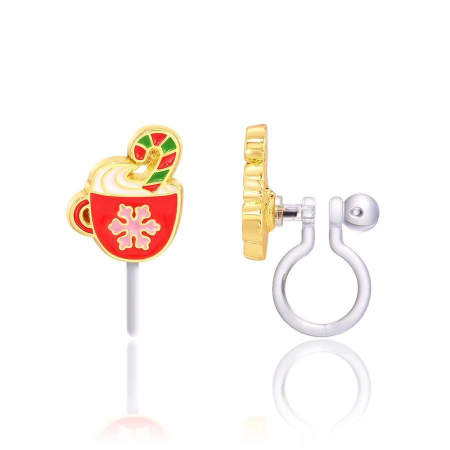 Hypoallergene Kinder-Clip-Ohrringe Holiday Hot Cocoa
