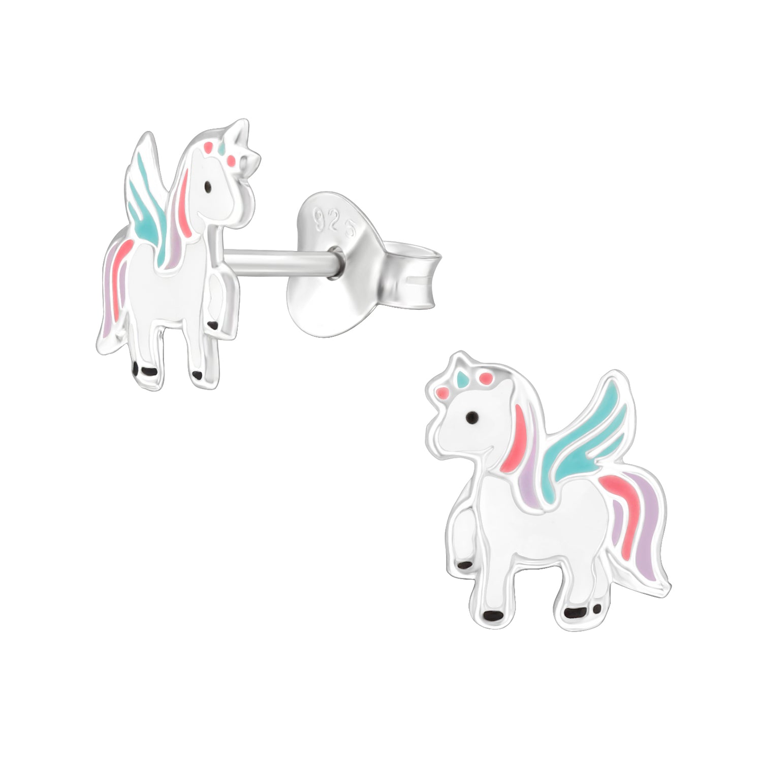 Silberne Kinderohrringe Einhorn