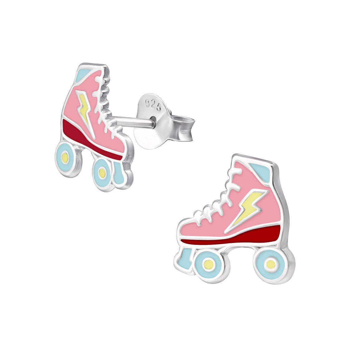 Silberne Kinderohrringe Rollschuhe