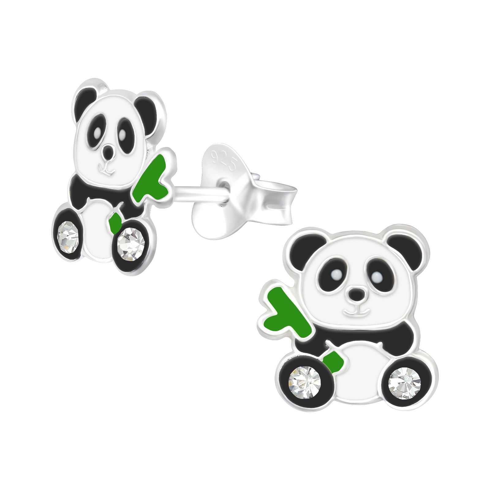 Silberne Kinderohrringe Panda Bär
