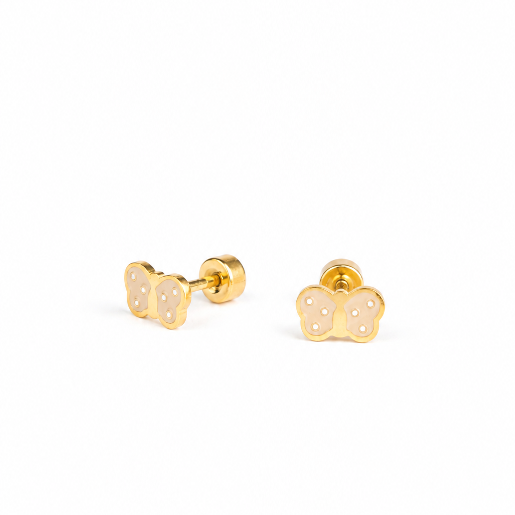 Hypoallergene kinderoorbellen goldplated Mini Butterfly | schroefsluiting