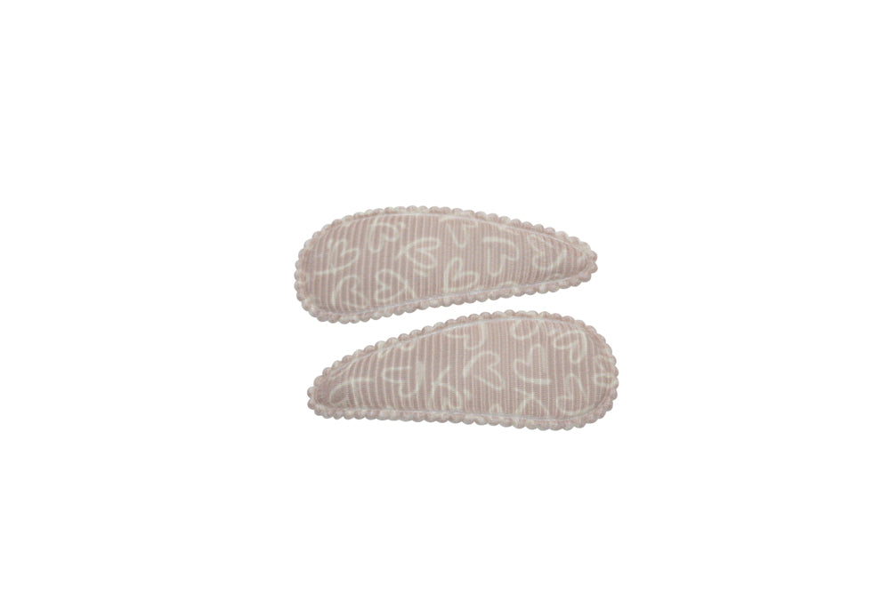 Baby haarspeldjes - Vanillebruin met cremekleurige hartjes