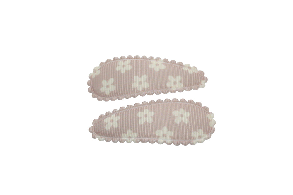 Peuter/kleuter haarspeldjes - Vanillebruin met creme bloemetjes