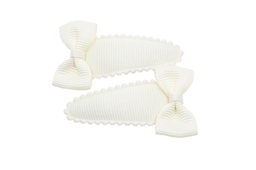 Peuter/kleuter haarspeldjes met strikjes - antiek wit/ivoor