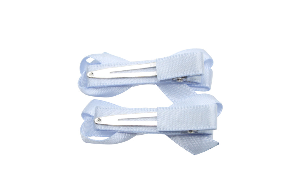 Set Mini-Alligator-Haarspangen mit Schleife – hellblaues Satin