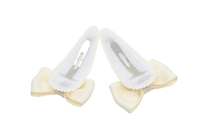 Baby haarspeldjes met strikjes - ivoor/creme