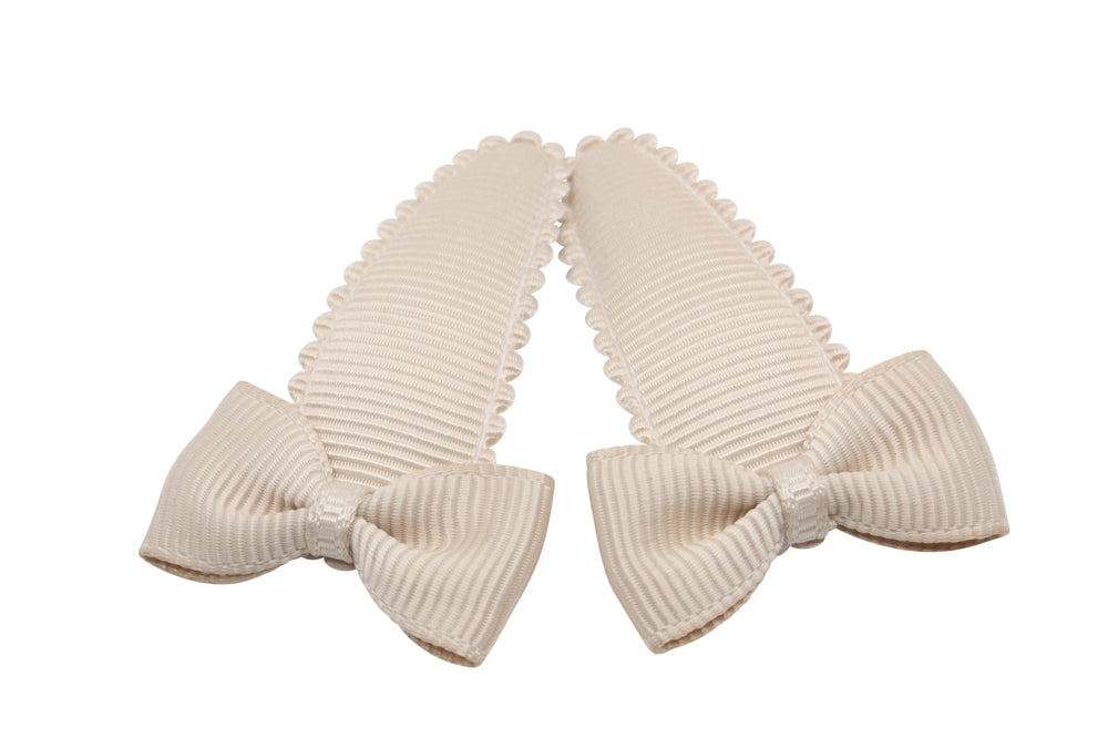 Toddler/preschool hair clips with bows - tan brown