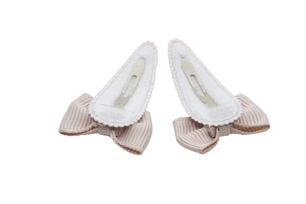 Baby haarspeldjes met strikjes - taupe bruin