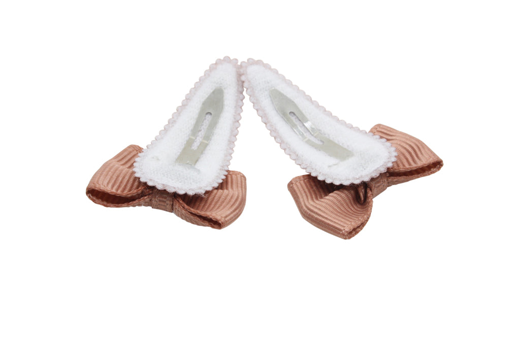 Baby haarspeldjes met strikjes - pecan bruin