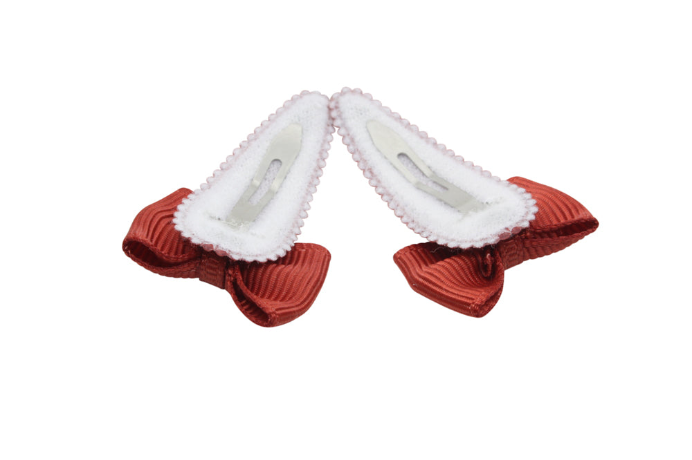 Baby hair clips with bows - rust brown