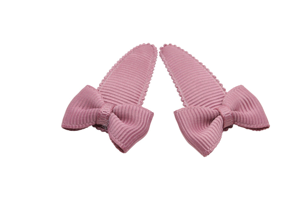 Baby haarspeldjes met strikjes - diep oudroze/mauve