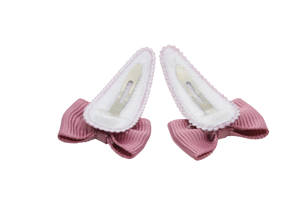 Baby haarspeldjes met strikjes - diep oudroze/mauve