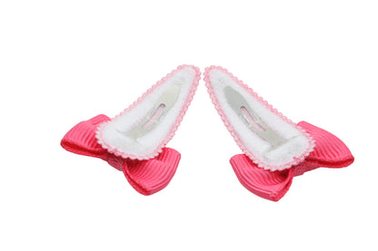 Baby hair clips with bows - camellia rose
