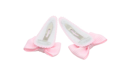 Baby haarspeldjes met strikjes - pearl pink