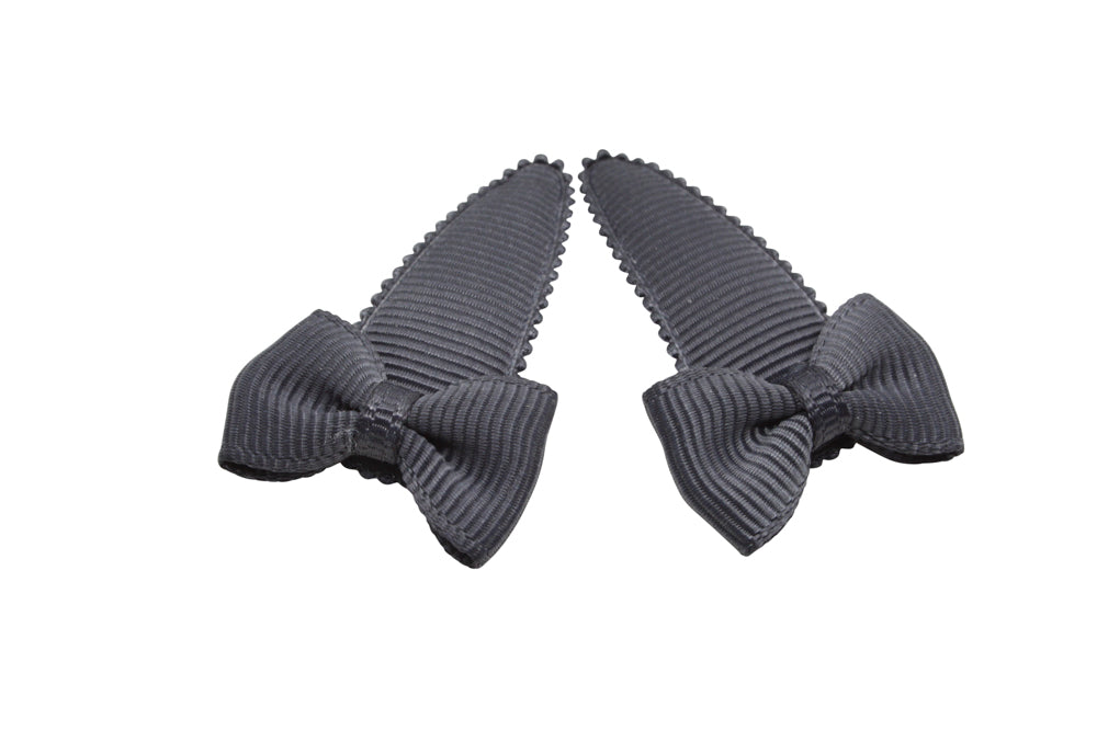 Baby hair clips with bows - anthracite grey