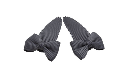 Baby hair clips with bows - anthracite grey
