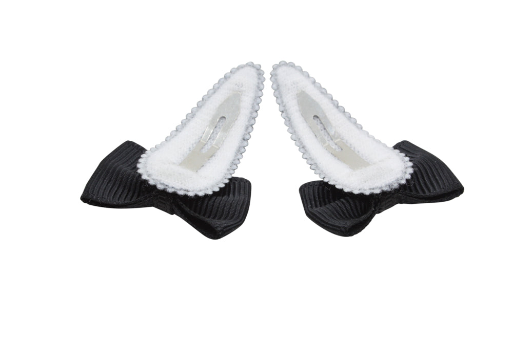 Baby hair clips with bows - black
