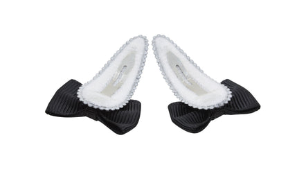 Baby hair clips with bows - black