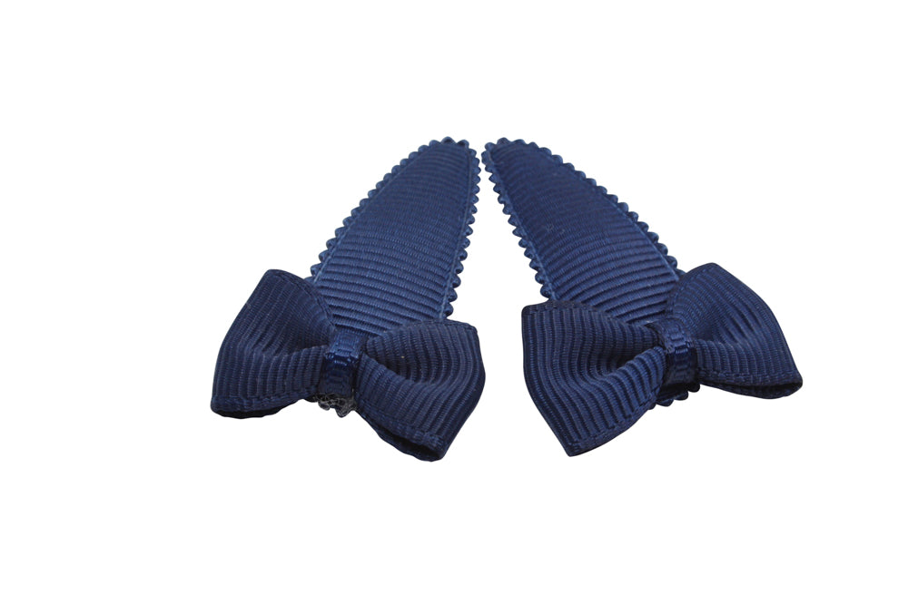 Baby hair clips with bows - dark blue