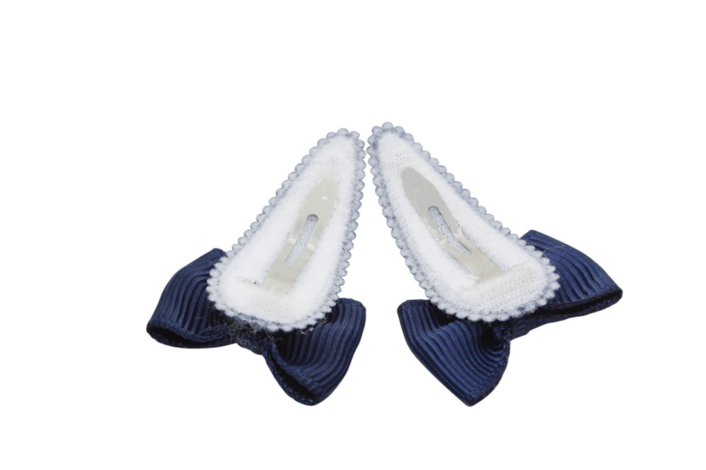 Baby hair clips with bows - dark blue