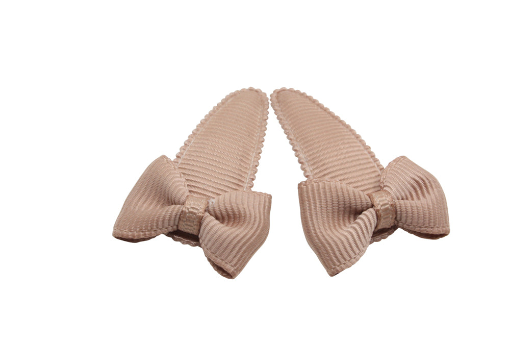 Baby hair clips with bows - natural brown