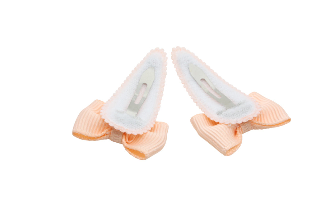 Baby hair clips with bows - light salmon pink