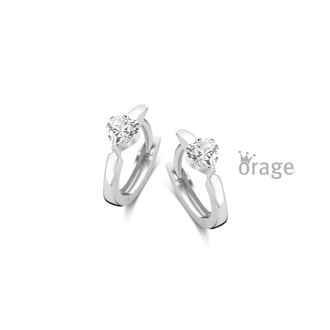 Zilveren kinderoorbellen oorringen/creolen met hartjes zirconia - Orage kids