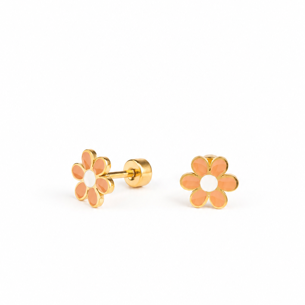Hypoallergene kinderoorbellen goldplated Little Daisy | schroefsluiting