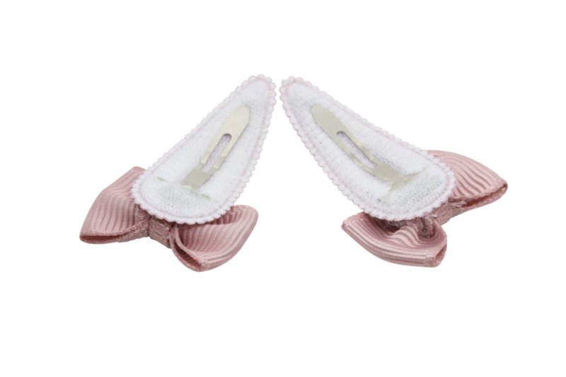 Baby haarspeldjes met strikjes - antique mauve - Staartjes en Strikjes