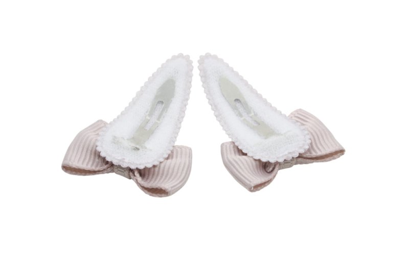 Baby haarspeldjes met strikjes - carmandy beige - Staartjes en Strikjes