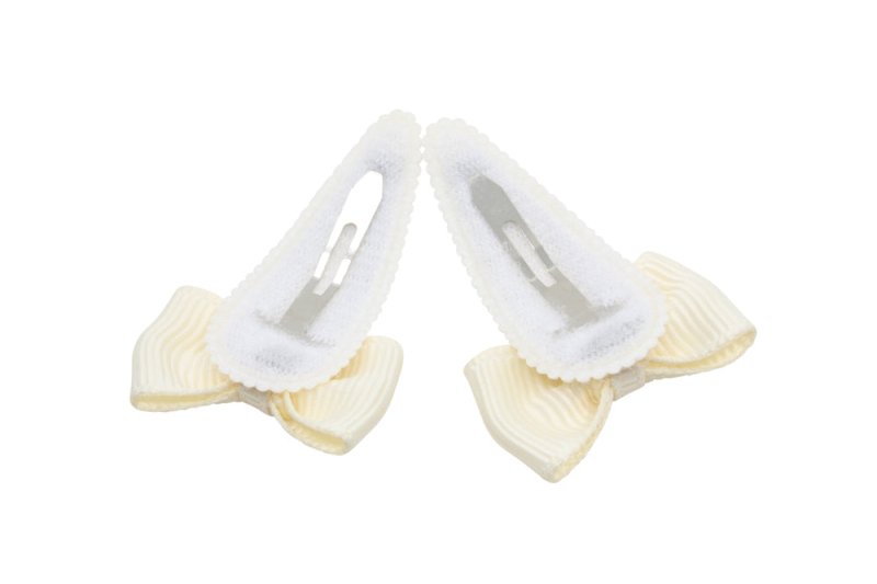 Baby haarspeldjes met strikjes - ivoor/creme - Staartjes en Strikjes
