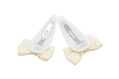 Baby haarspeldjes met strikjes - ivoor/creme - Staartjes en Strikjes