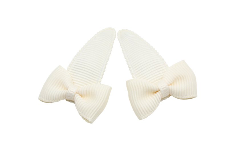 Baby haarspeldjes met strikjes - ivoor/creme - Staartjes en Strikjes