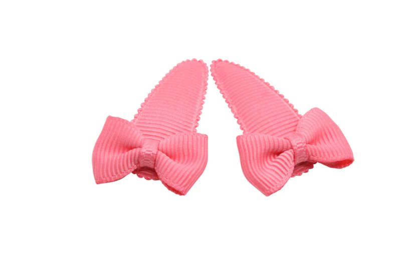 Baby haarspeldjes met strikjes - koraal roze - Staartjes en Strikjes