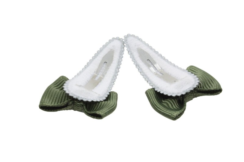 Baby haarspeldjes met strikjes - mos groen - Staartjes en Strikjes