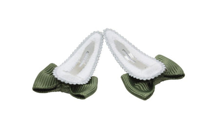 Baby haarspeldjes met strikjes - mos groen - Staartjes en Strikjes