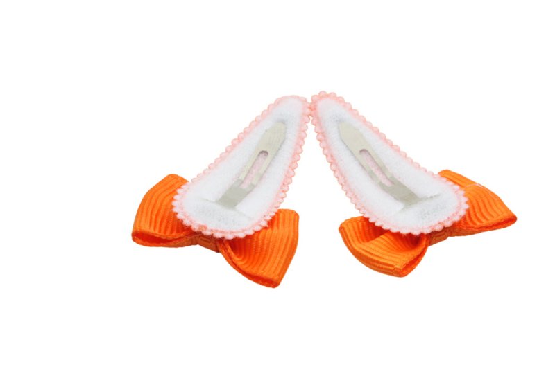 Baby haarspeldjes met strikjes - oranje - Staartjes en Strikjes