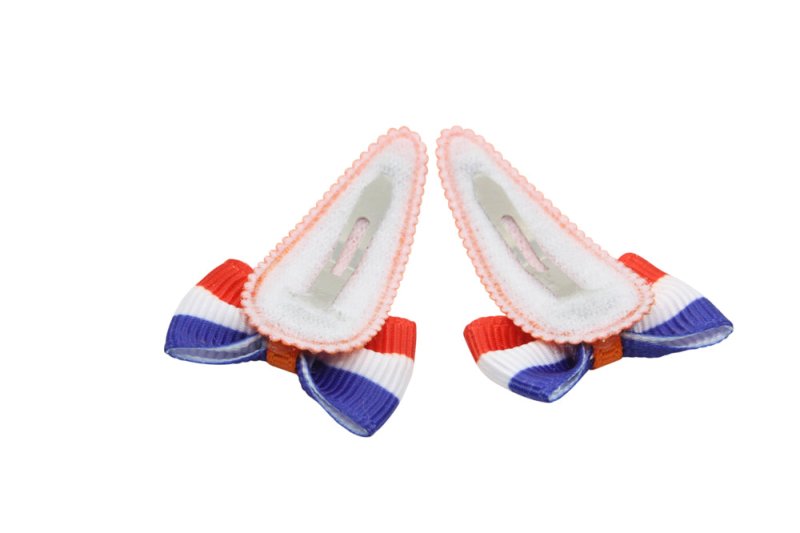 Baby haarspeldjes met strikjes - oranje "Holland" - Staartjes en Strikjes