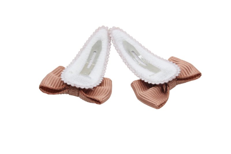 Baby haarspeldjes met strikjes - pecan bruin - Staartjes en Strikjes
