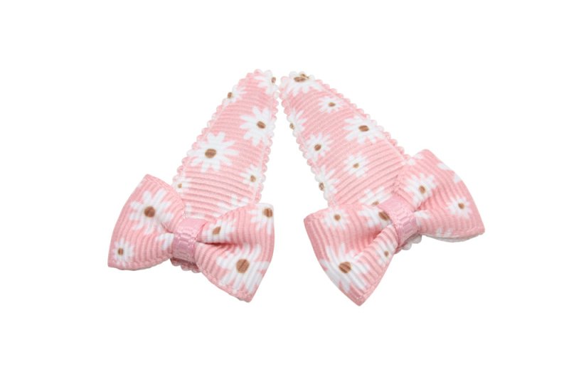 Baby haarspeldjes met strikjes - Peony roze gebloemd - Staartjes en Strikjes