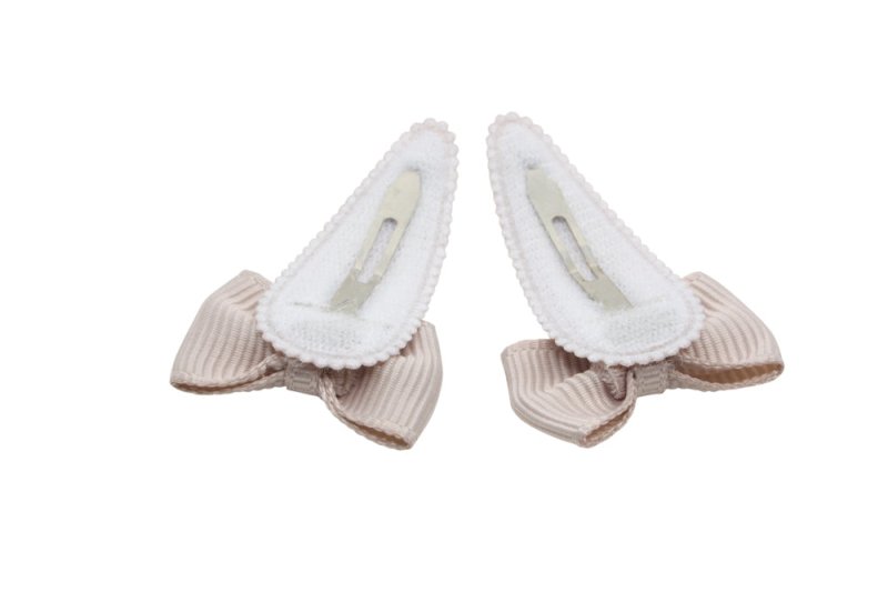 Baby haarspeldjes met strikjes - taupe bruin - Staartjes en Strikjes