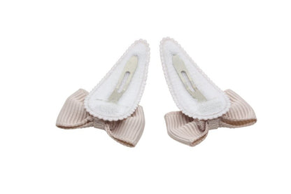 Baby haarspeldjes met strikjes - taupe bruin - Staartjes en Strikjes