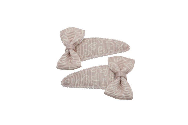 Baby haarspeldjes met strikjes - Vanillebruin met cremekleurige hartjes - Staartjes en Strikjes