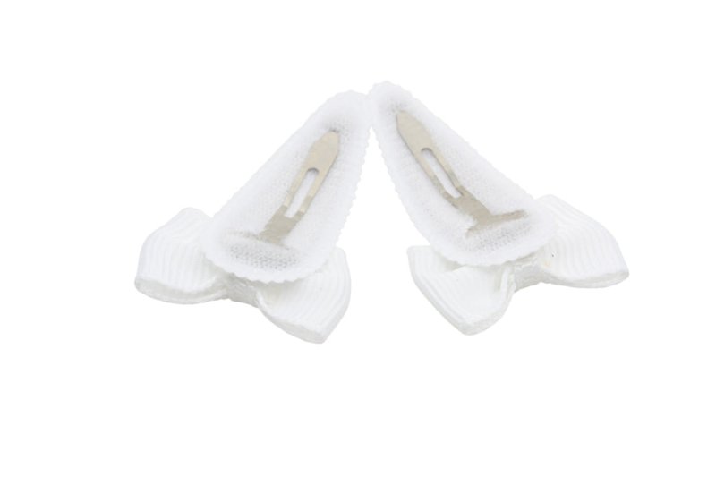 Baby haarspeldjes met strikjes - wit - Staartjes en Strikjes