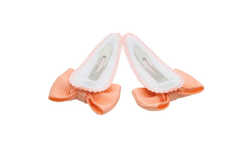 Baby haarspeldjes met strikjes - zalmroze - Staartjes en Strikjes