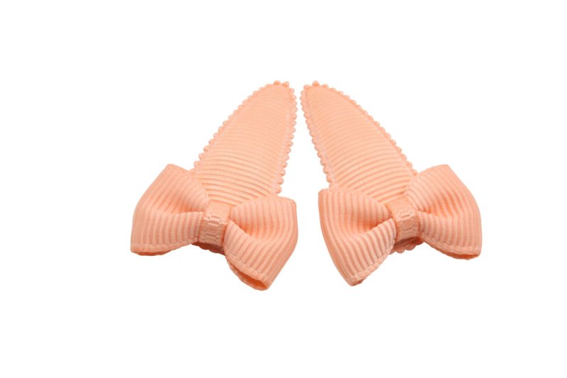 Baby haarspeldjes met strikjes - zalmroze - Staartjes en Strikjes