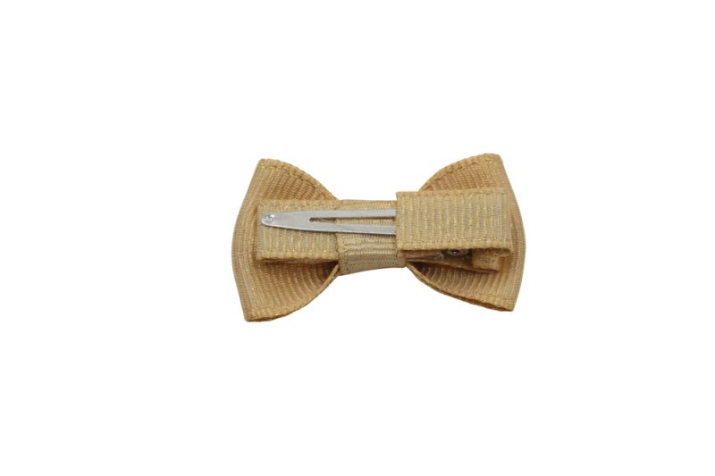 Baby/peuter haarstrikje klein goud met glittertje - Staartjes en Strikjes