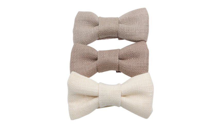 Baby/peuter haarstrikje klein voordeelsetje linnen naturel - Staartjes en Strikjes