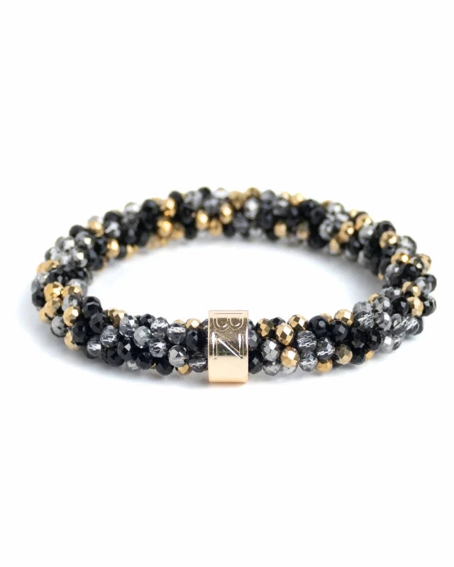 Banditz Beadz armband/haarelastiek - Black Grey Gold - Staartjes en Strikjes